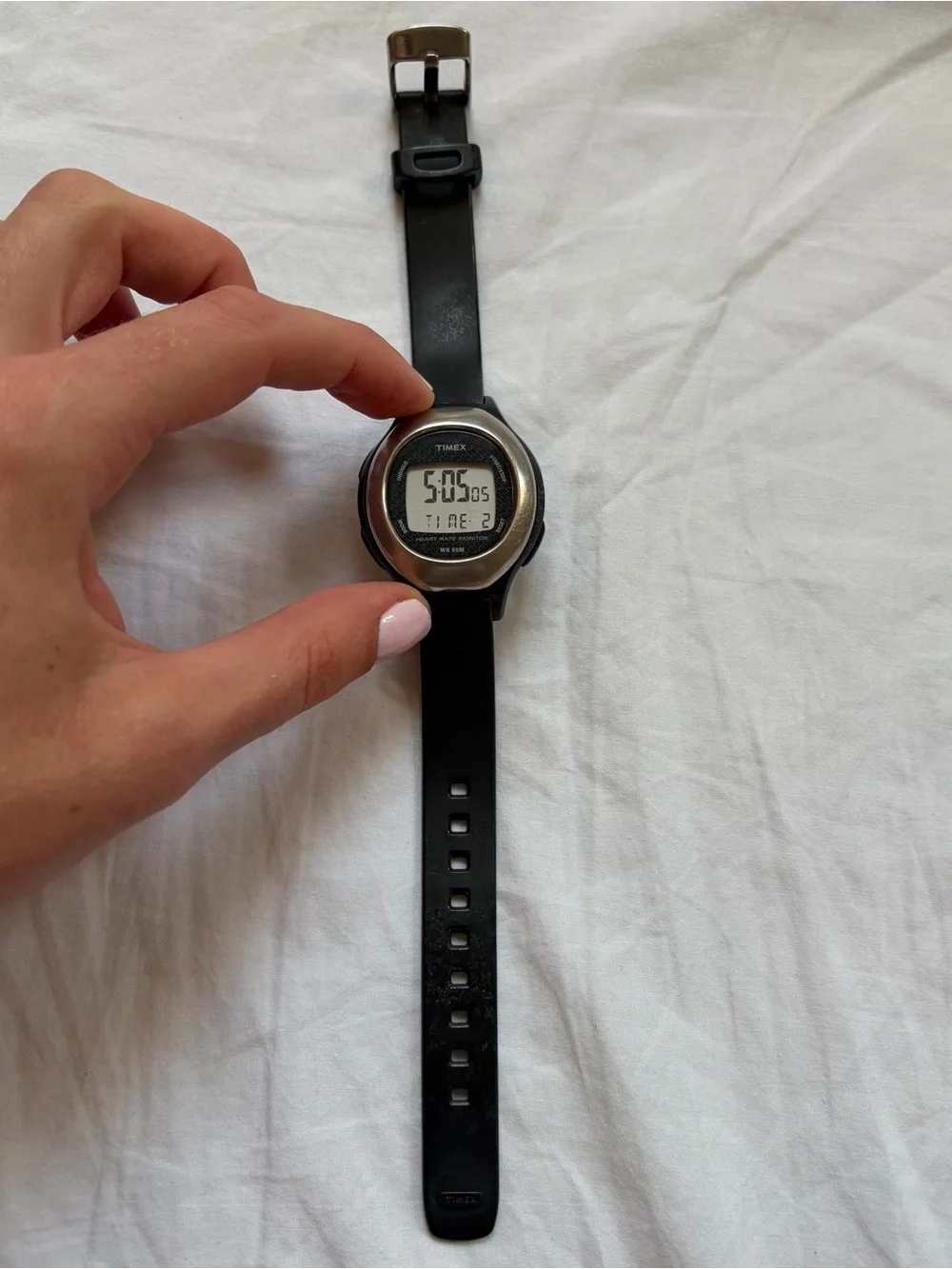 Timex T5K483 Indiglo Heart Rate Monitor Quartz Digital Unisex Watch New Battery